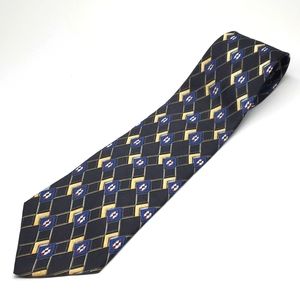 GIANFRANCO RUFFINO Black Cream Geometric Silk Tie EUC